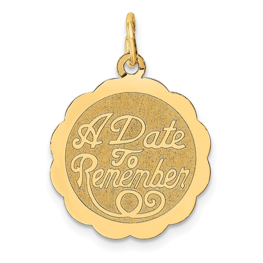 14K Gelbgold 14K A Date To Remember Plättchen Charm