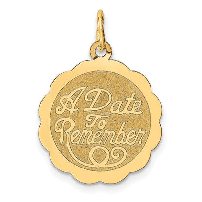 14K Gelbgold 14K A Date To Remember Plättchen Charm
