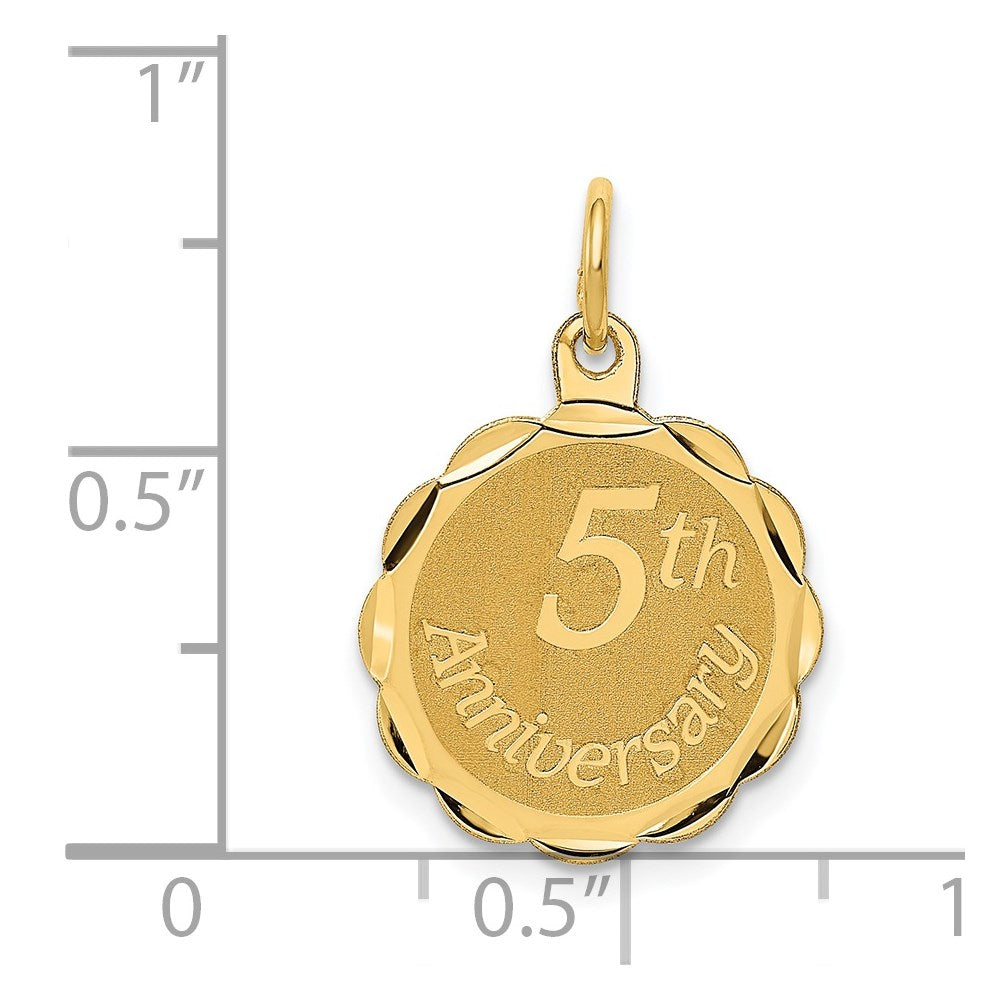 14K Gelbgold 14K Happy 5th Jahrestag Charm