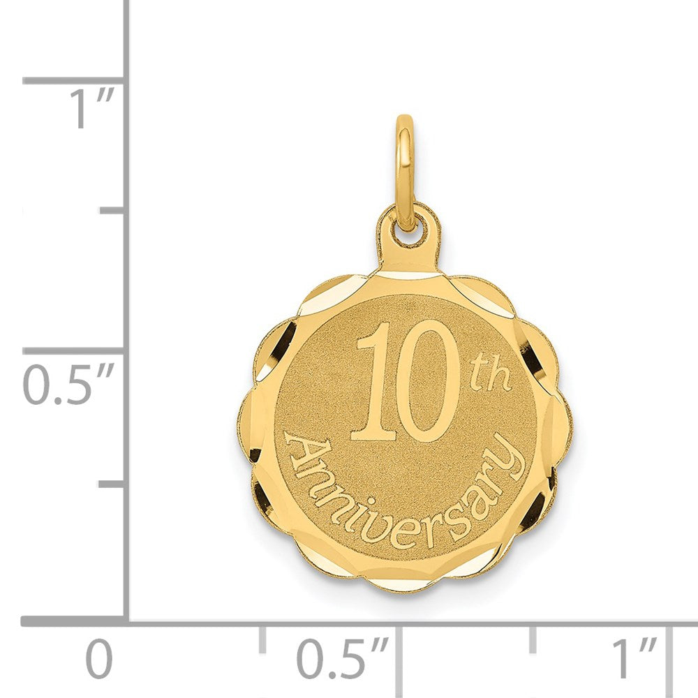 14K Gelbgold 14K Happy 10th Jahrestag Charm