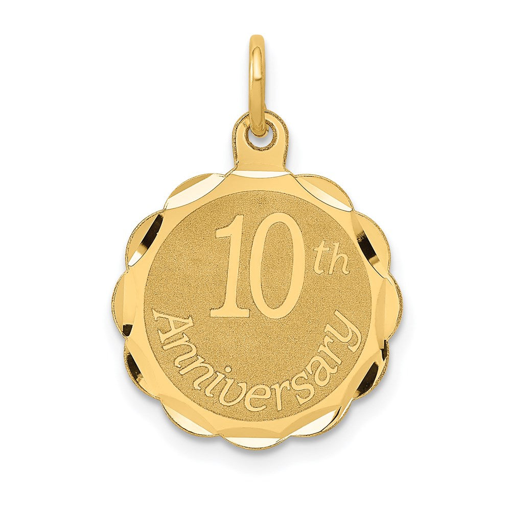 14K Gelbgold 14K Happy 10th Jahrestag Charm