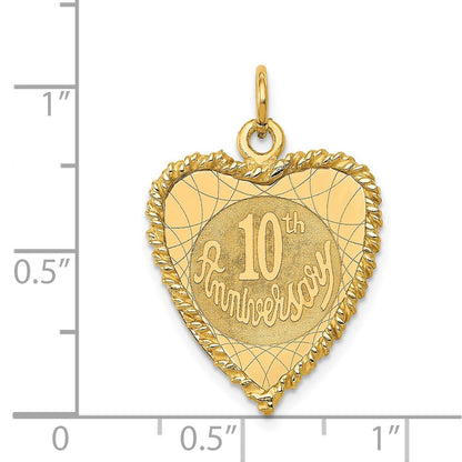 14K Gelbgold Charm "Happy 10th Anniversary