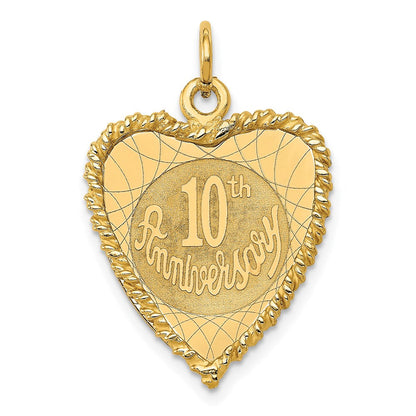 14K Gelbgold Charm "Happy 10th Anniversary