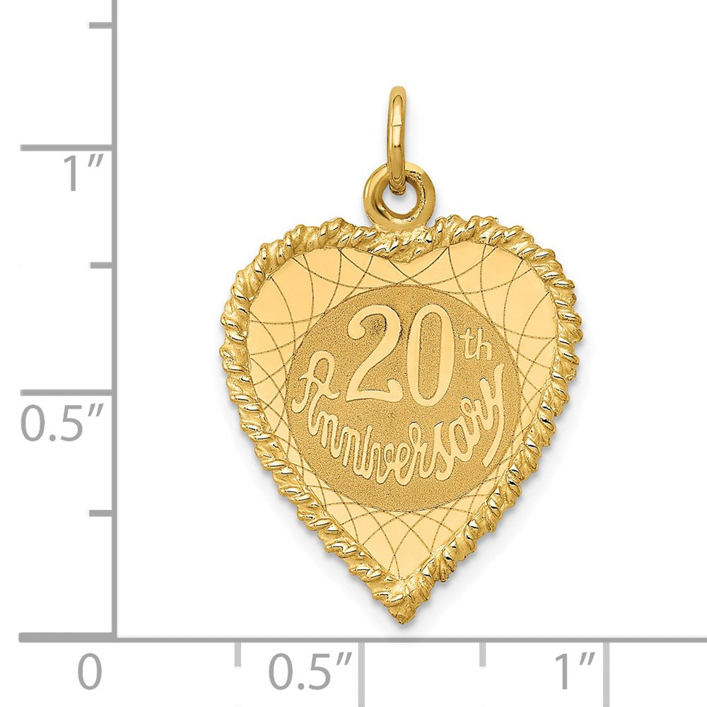 14K Gelbgold Charm „Happy 20th Anniversary" (20. Jubiläum)