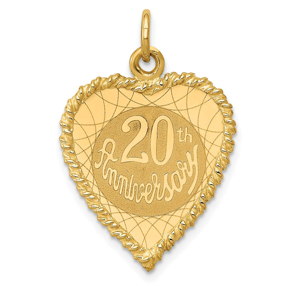 14K Gelbgold Charm „Happy 20th Anniversary" (20. Jubiläum)