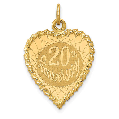 14K Gelbgold Charm „Happy 20th Anniversary" (20. Jubiläum)