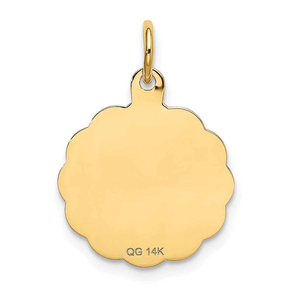 14K Gelbgold Poliert It A Junge Gewellt Plättchen Charm