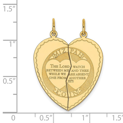 14 Karat Gelbgold Mizpah-Charm, 2-teilig