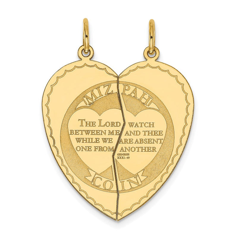 14 Karat Gelbgold Mizpah-Charm, 2-teilig