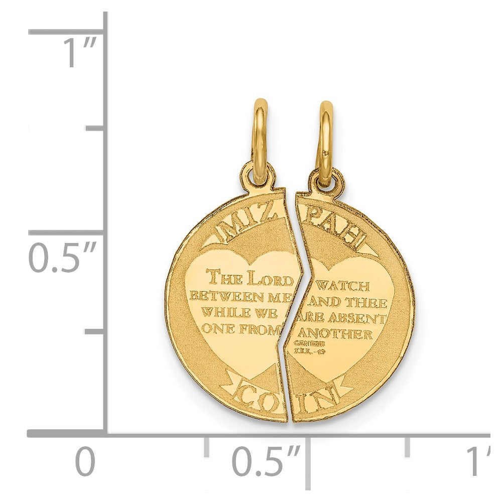 14K Gelbgold Mizpah-Charm, 2-teilig
