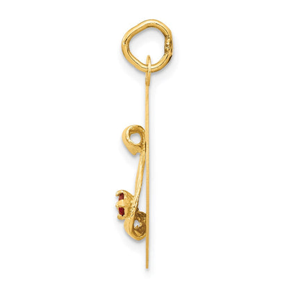 14K Gelbgold "GRADUATION DAY" Charm mit rotem synthetischem Stein