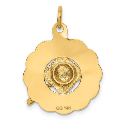 14 Karat Gelbgold Charm „GRADUATION DAY" mit Doktorhut und Süßwasserzuchtperle
