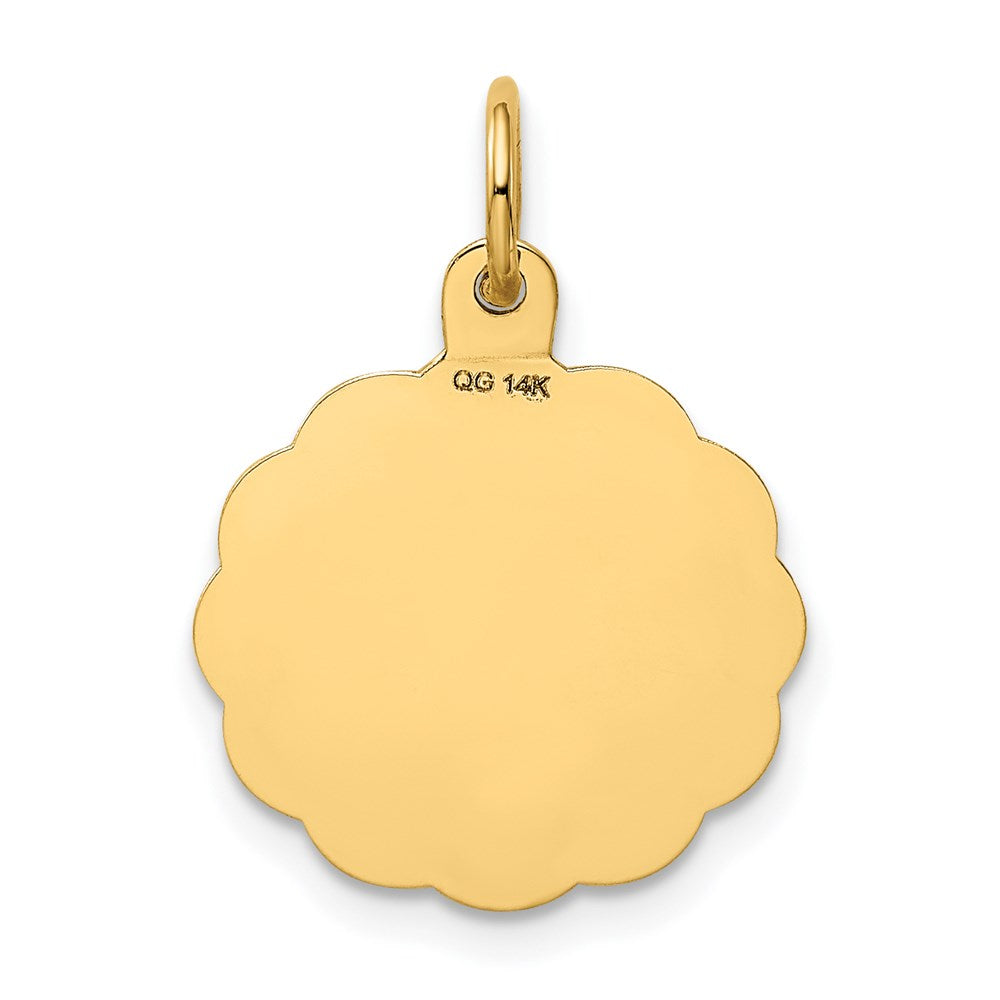 14K Gelbgold 14K Poliert It A Mädchen Gewellt Plättchen Charm
