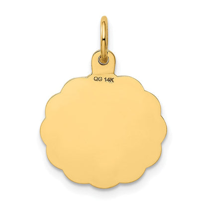 14K Gelbgold 14K Poliert It A Mädchen Gewellt Plättchen Charm