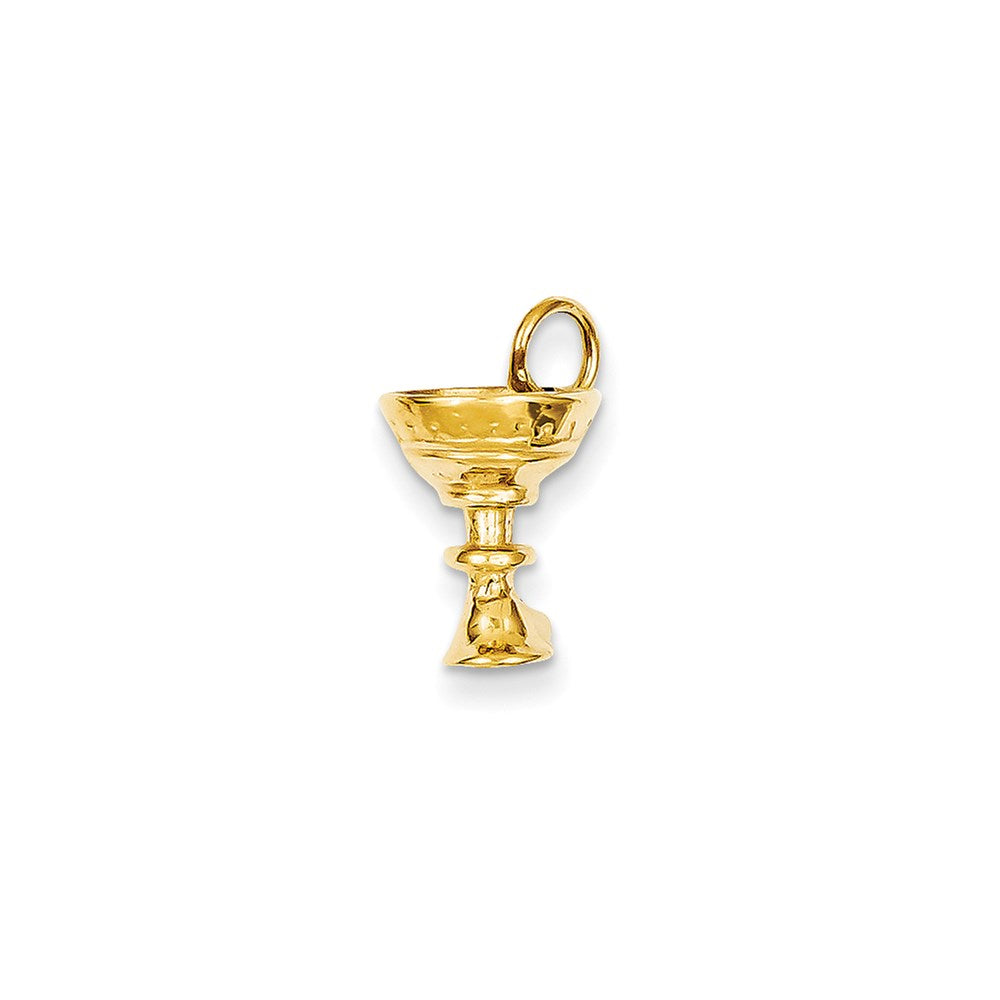 14K Gelbgold 3-D polierter Kelch-Charm