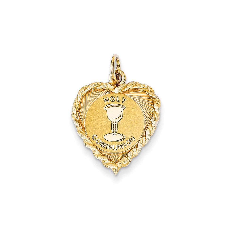 14K Gelbgold Herz-Scheiben-Charm „Erstkommunion“