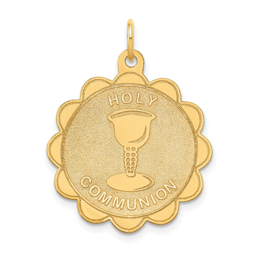 14K Gelbgold Erstkommunion-Scheiben-Anhänger