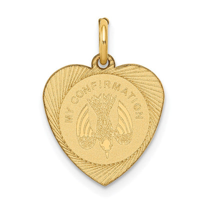 14K Gelbgold 14K My Firmung Herz Plättchen Charm