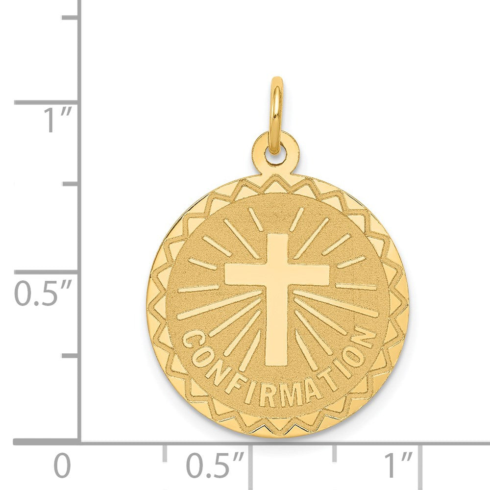 14K Gelbgold Konfirmations-Scheiben-Charm