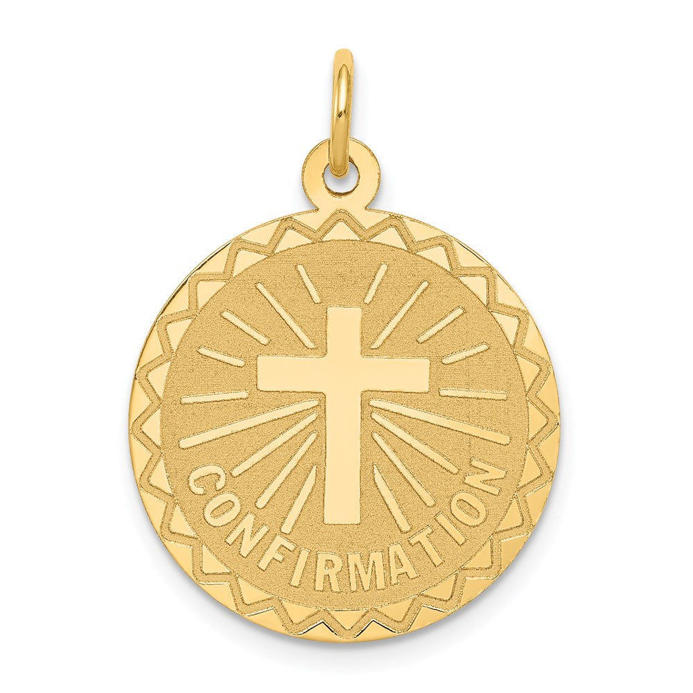 14K Gelbgold Konfirmations-Scheiben-Charm