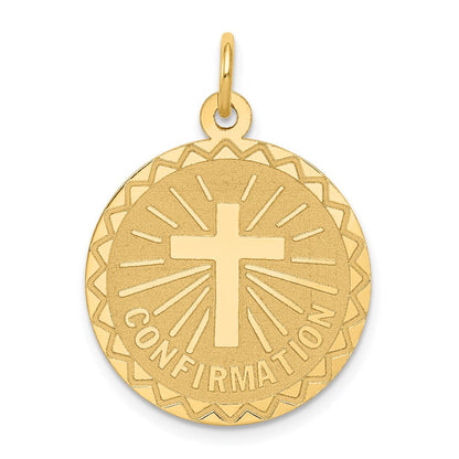 14K Gelbgold Konfirmations-Scheiben-Charm