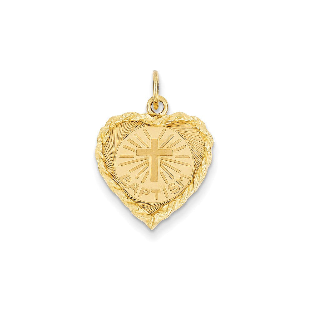 14K Gelbgold Taufherz-Charm