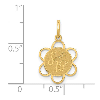14K Gelbgold 14K Süß 16 Plättchen Charm