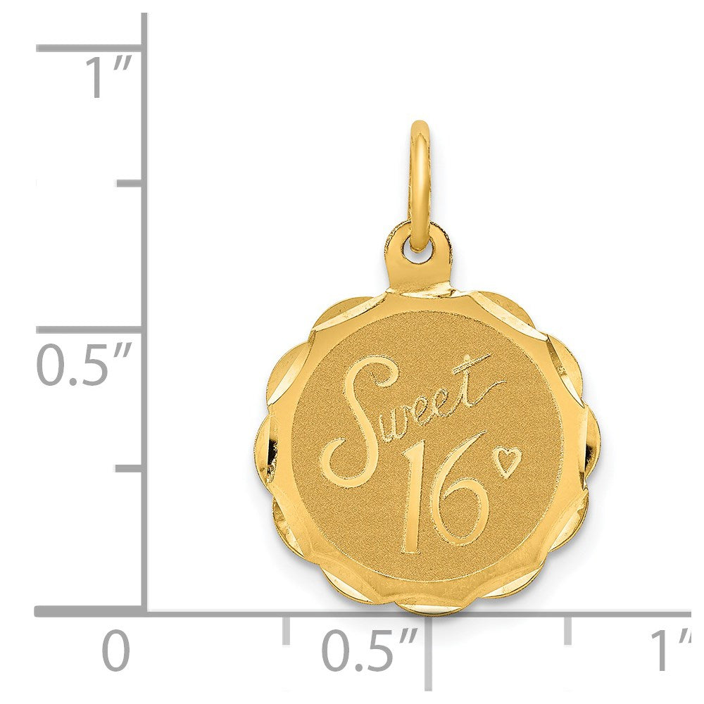 14K Gelbgold 14K Süß 16 Plättchen Charm