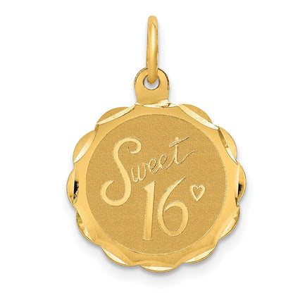 14K Gelbgold 14K Süß 16 Plättchen Charm