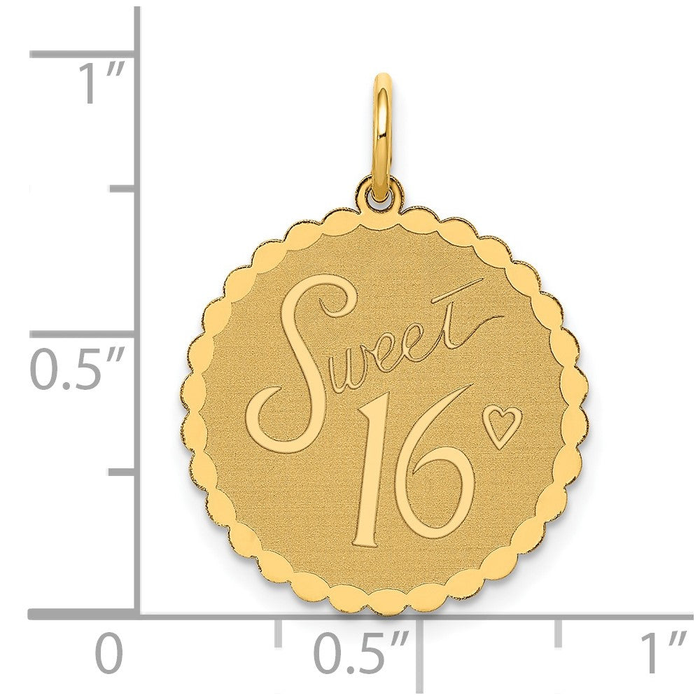 14K Gelbgold "SWEET 16" Scheiben-Charm