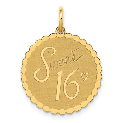 14K Gelbgold "SWEET 16" Scheiben-Charm