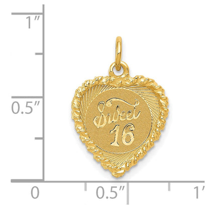 14K Gelbgold SWEET-Sixteen-Herz-Charm