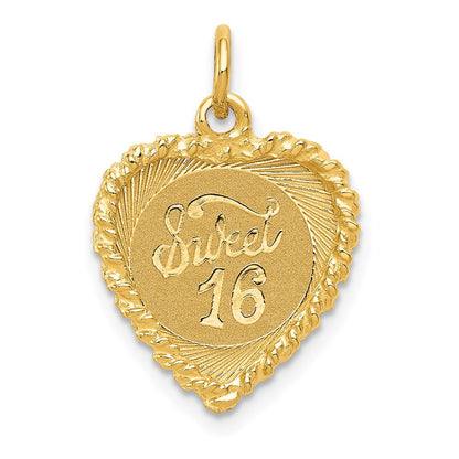 14K Gelbgold SWEET-Sixteen-Herz-Charm