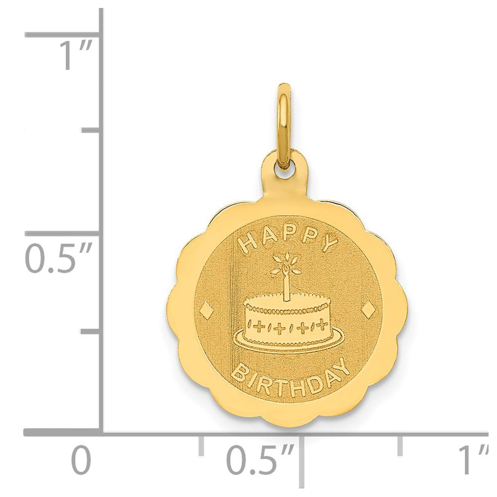 14K Gelbgold 14K Poliert Satiniert Gravierbar Happy Geburtstag Charm