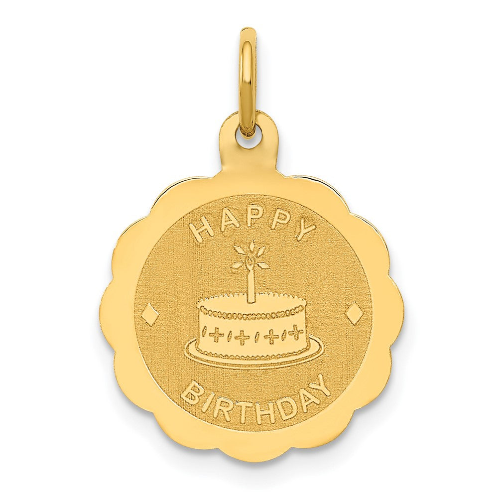 14K Gelbgold 14K Poliert Satiniert Gravierbar Happy Geburtstag Charm