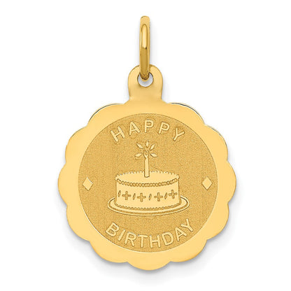 14K Gelbgold 14K Poliert Satiniert Gravierbar Happy Geburtstag Charm