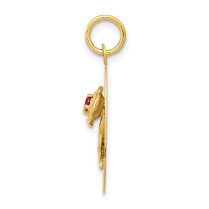 14K Gelbgold 14K Happy Geburtstag Plättchen Charm mit Zirkonia Blume