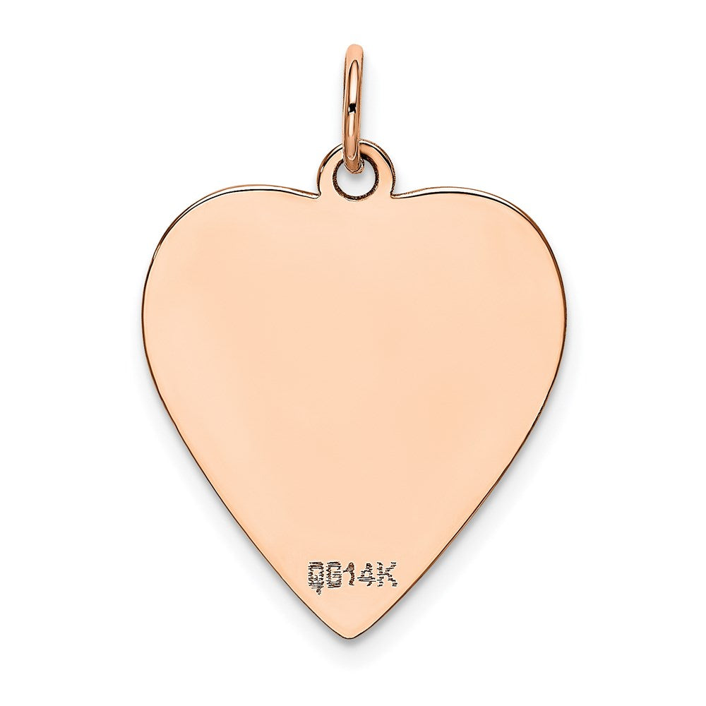 14K Roségold Polierte Herzförmige Scheibe Anhänger mit Rose** Falls „Rose“ sich auf ein Rosen-Motiv bezieht, lautet die natürlichere Formulierung: **14K Roségold Polierter Herzförmiger Scheibenanhänger mit Rosenmotiv