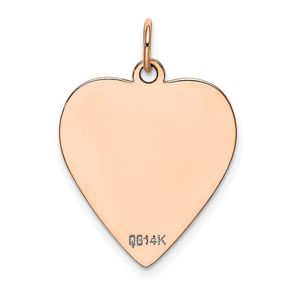 14K Roségold Polierte Herzförmige Scheibe Anhänger mit Rose** Falls „Rose“ sich auf ein Rosen-Motiv bezieht, lautet die natürlichere Formulierung: **14K Roségold Polierter Herzförmiger Scheibenanhänger mit Rosenmotiv