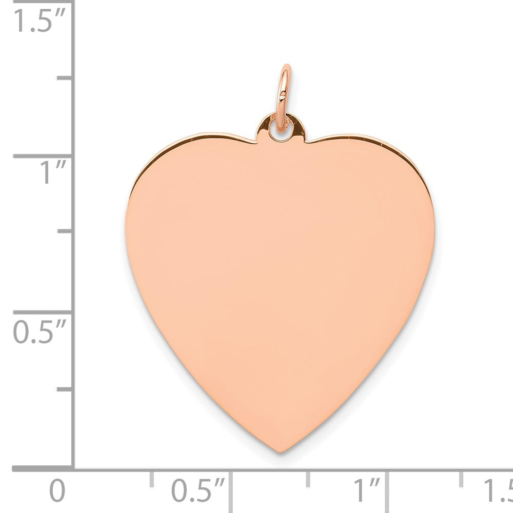 14 Karat Roségold Herzförmiger Polierter Scheibenanhänger mit Rose