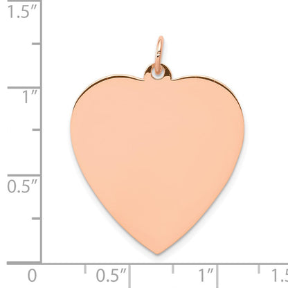 14 Karat Roségold Herzförmiger Polierter Scheibenanhänger mit Rose