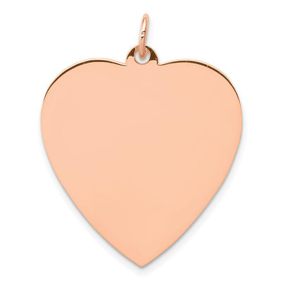 14 Karat Roségold Herzförmiger Polierter Scheibenanhänger mit Rose