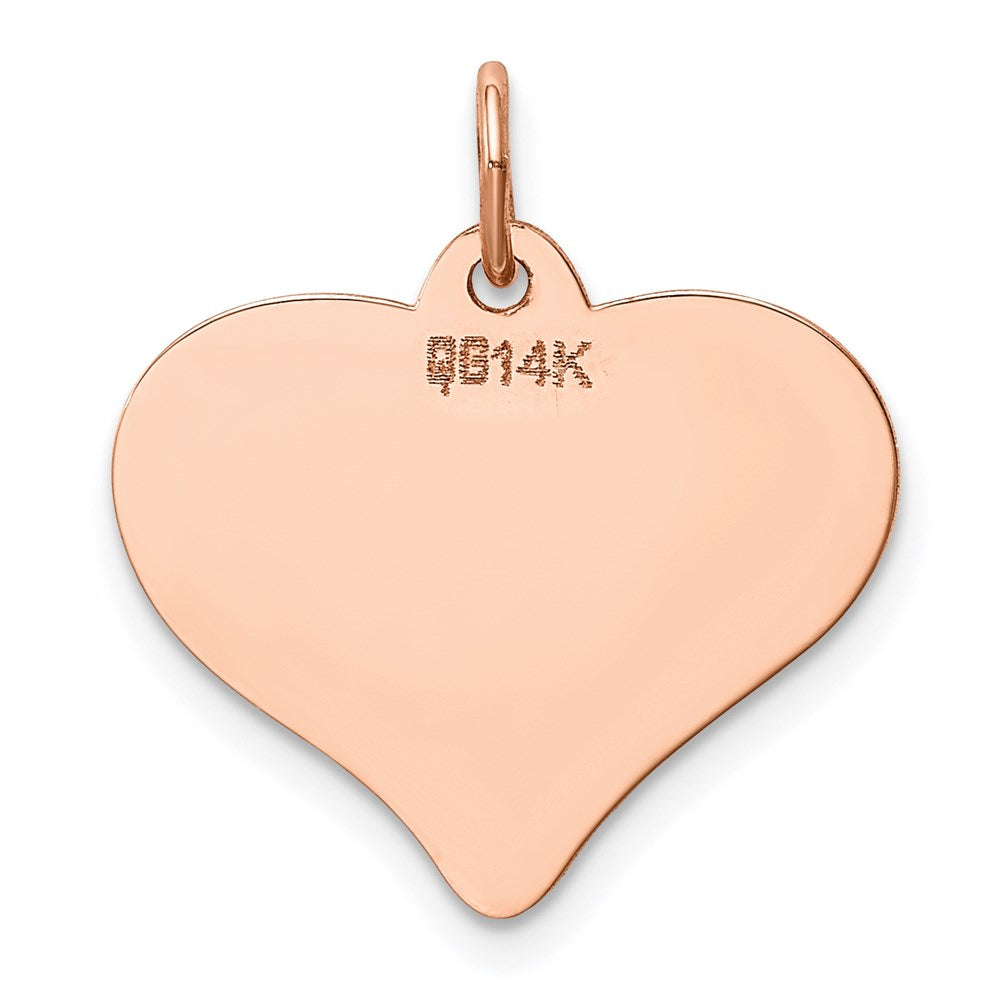 14K Roségold Polierter Herzförmiger Scheiben-Anhänger
