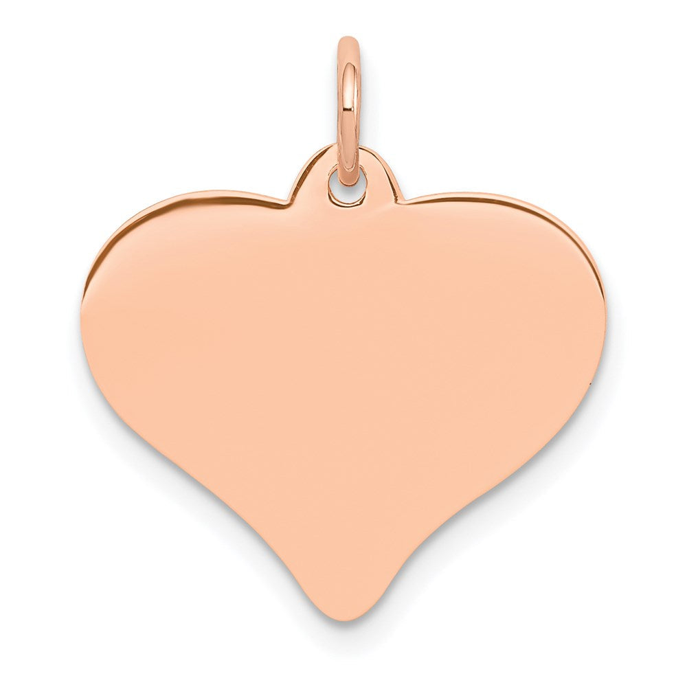 14K Roségold Polierter Herzförmiger Scheiben-Anhänger
