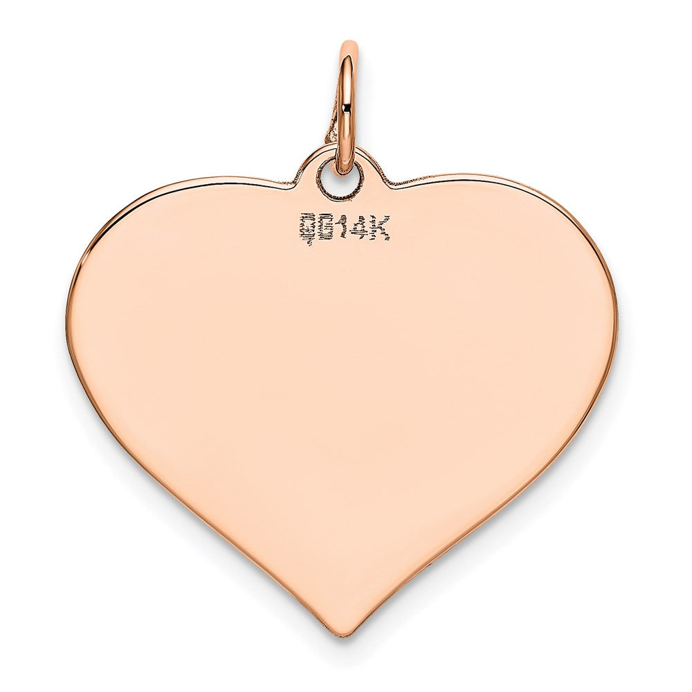 14K Roségold Herzförmiger Scheiben-Anhänger mit Rose, poliert