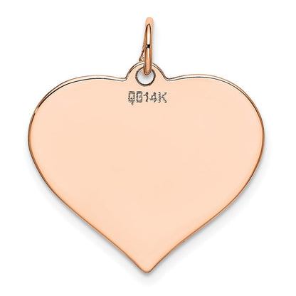 14K Roségold Herzförmiger Scheiben-Anhänger mit Rose, poliert