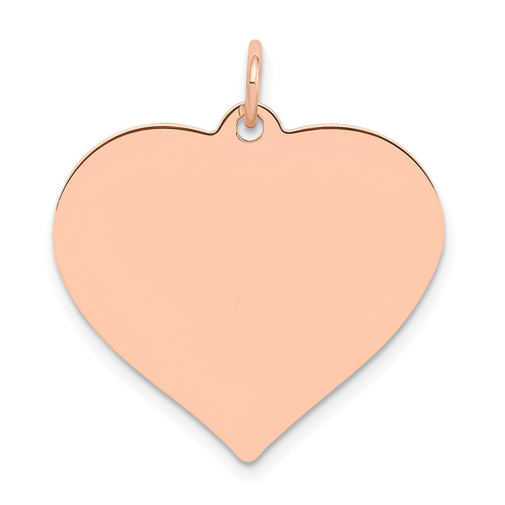 14K Roségold Herzförmiger Scheiben-Anhänger mit Rose, poliert
