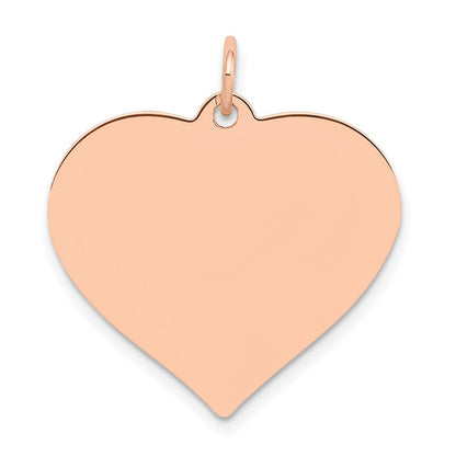 14K Roségold Herzförmiger Scheiben-Anhänger mit Rose, poliert