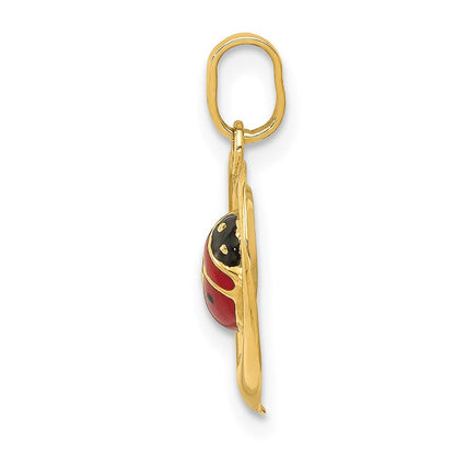 14K Gelbgold 14K Emailliert Marienkäfer in Herz Charm