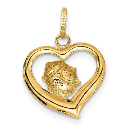 14K Gelbgold 14K Emailliert Marienkäfer in Herz Charm